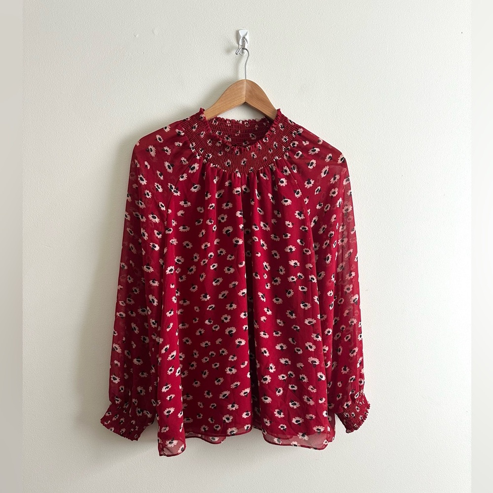 Madewell Mistlight Mock Neck Top In Seattle Nouveau Red (Size L) - Picture 3 of 6